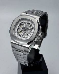 Custom Seiko Mod 40mm No Logo White Skeleton Naut