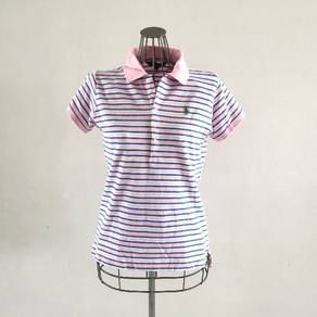 Vintage Ralph Lauren Polo Shirt Pink Stripe Green