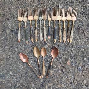Antique Set Sudu Garfu Tembaga Classic Collection