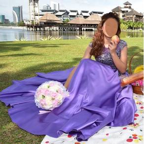 [Wear Once only] Stunning Purple Wedding Gown