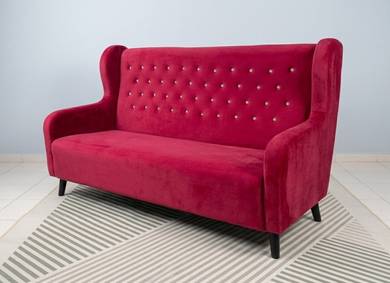 Sofa Wingback 3 Seater Baldu Merah Magenta