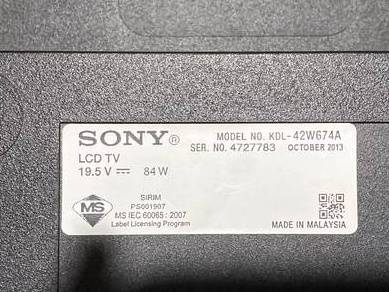 board tv sony model kdl-42w674a