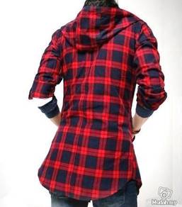 HOODIE KEMEJA LENGAN PANJANG MERAH RED SHiRT HOODY
