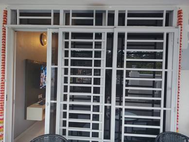 White Metal Security Grille Door & Window Set