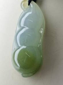 Icy Ice Green Burma Jadeite Jade Bean Pendant