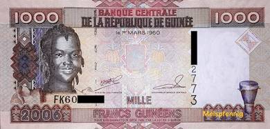 Guinea 1000 Francs Banknote (UNC)