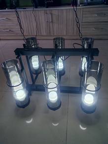 Modern Industrial 6-Light Chandelier | Black Frame