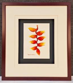 Framed Watercolor Botanical – Heliconia Rostrata