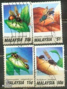 Use-d Stamp Insects Malaysia 1991