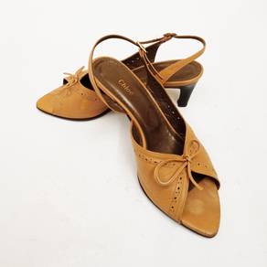 Chloe Brown Leather Open Toe Heels