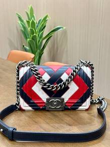 Chanel Boy Flap Bag In Geometric Patchwork Design