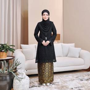 Preloved - Baju Kurung Lace Songket Set in Black
