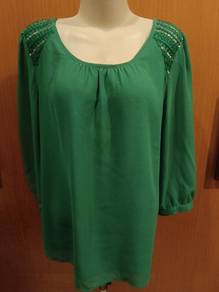 Green Blouse with Embellished Shoulder