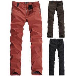0454 Orange Army Green Black Slim Straight Pants