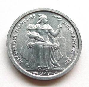 French Oceania coin 50 centimes 1949