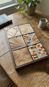 Handmade Abstract Wood Wall Art Framed Panel 30x20