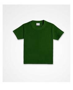 Plain kid's t-shirt round neck forest green