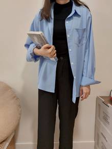 kemeja panjang biru/ long sleeve