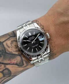 Custom Seiko Mod 39mm Black Datejust Ice Blue Lume