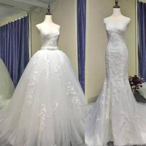 White detachable train wedding gown dress RB1191