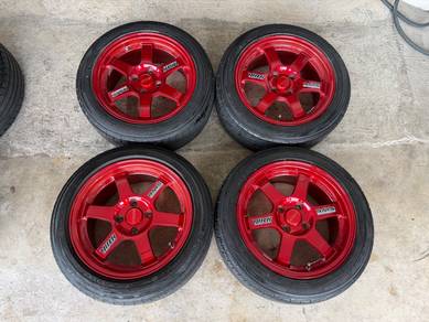 Rim te37 candy red thailand 15 inch myvi vios city