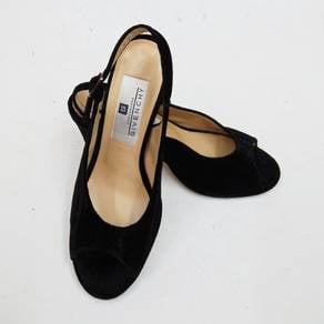 GIVENCHY Black Velvet Open Toe Block Heel