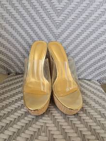 Nude Raffia Platform Heels