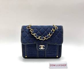 Preloved Chanel 23S Double You Blue Denim Backpack