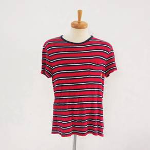 Polo Ralph Lauren T Shirt Red Stripe Yellow Logo
