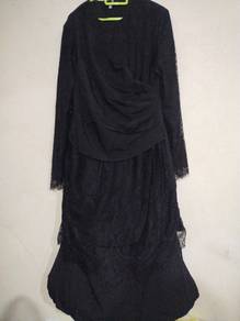 kurung moden lace black 