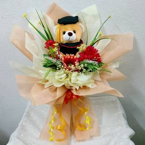 Artificial Flower & Convo Bear Hand Bouquet 