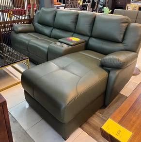 L-shape leather sofa display clearance