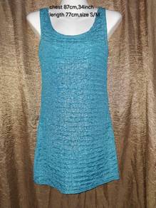 Turquoise Textured Crinkle Mini Dress (Size S/M)