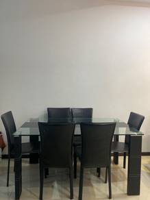 6-Seater Tampered Glss Dining Table Set + 6 Chairs
