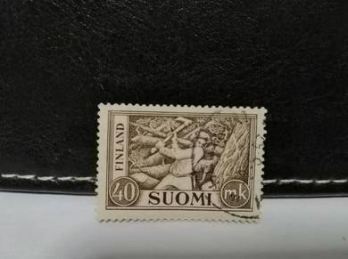 1930 Finland Stamp Man Cutting Tree