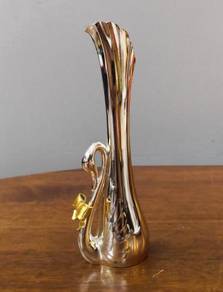Vintage silver plated swan vase