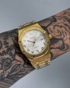 Custom Seiko Mod 42mm Silver Arabic Gold AP