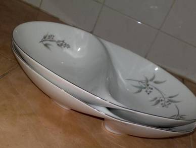 Mangkuk antique fine seyei divided oval bowl 2