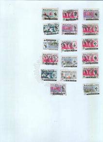 Use-d Stamp Orchid 17 Pieces Malaysia 1965