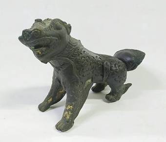 Vintage Chinese Guardian Lion Brass