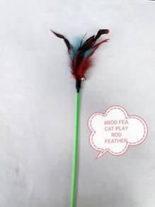 Cat Toy Feather Wand Teaser Stick Mainan Kucing