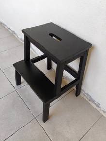 BEKVÄM Black Wooden Step Stool