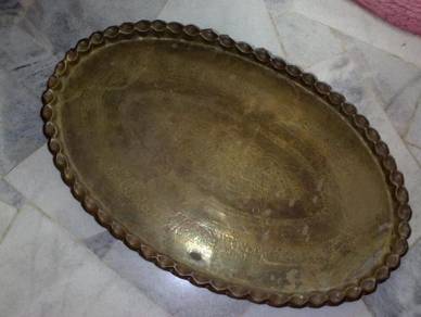 3501 antique large brass oval tray dulang tembaga