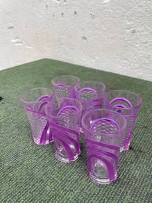 B719 Gelas Kaca Purple Spiral Juice Glass Cup 6pcs