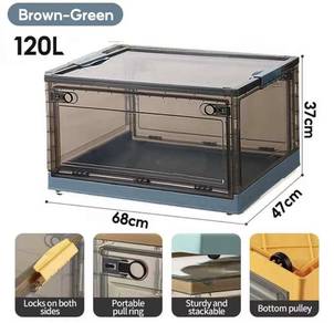 120L Foldable Storage Box With Lid & Wheels Large 