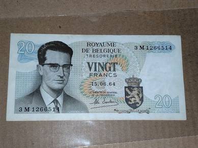 1964 Belgian Francs 20
