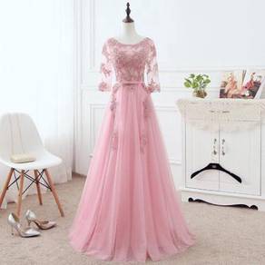 Pink long sleeve prom wedding dress gown RBMWD0253