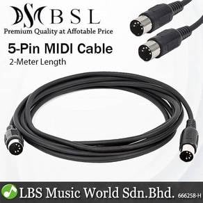 BSL 5 Pin MIDI Cable 2 Meter Male to Male DIN conn