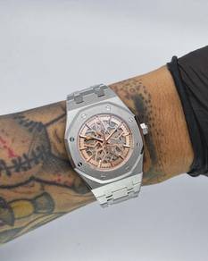 Custom Seiko Mod 39mm Silver Rose Skeleton AP