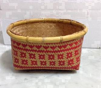 Vtg Bamboo Weaved Borneo Basket 1970s - 7.5 inch